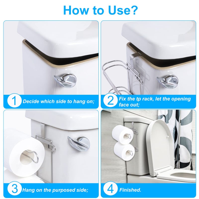 TQVAI Over The Tank Toilet Paper Roll Holder Stainless Steel Bathroom Tissue Storage Rack, Chrome Finish - Image 5